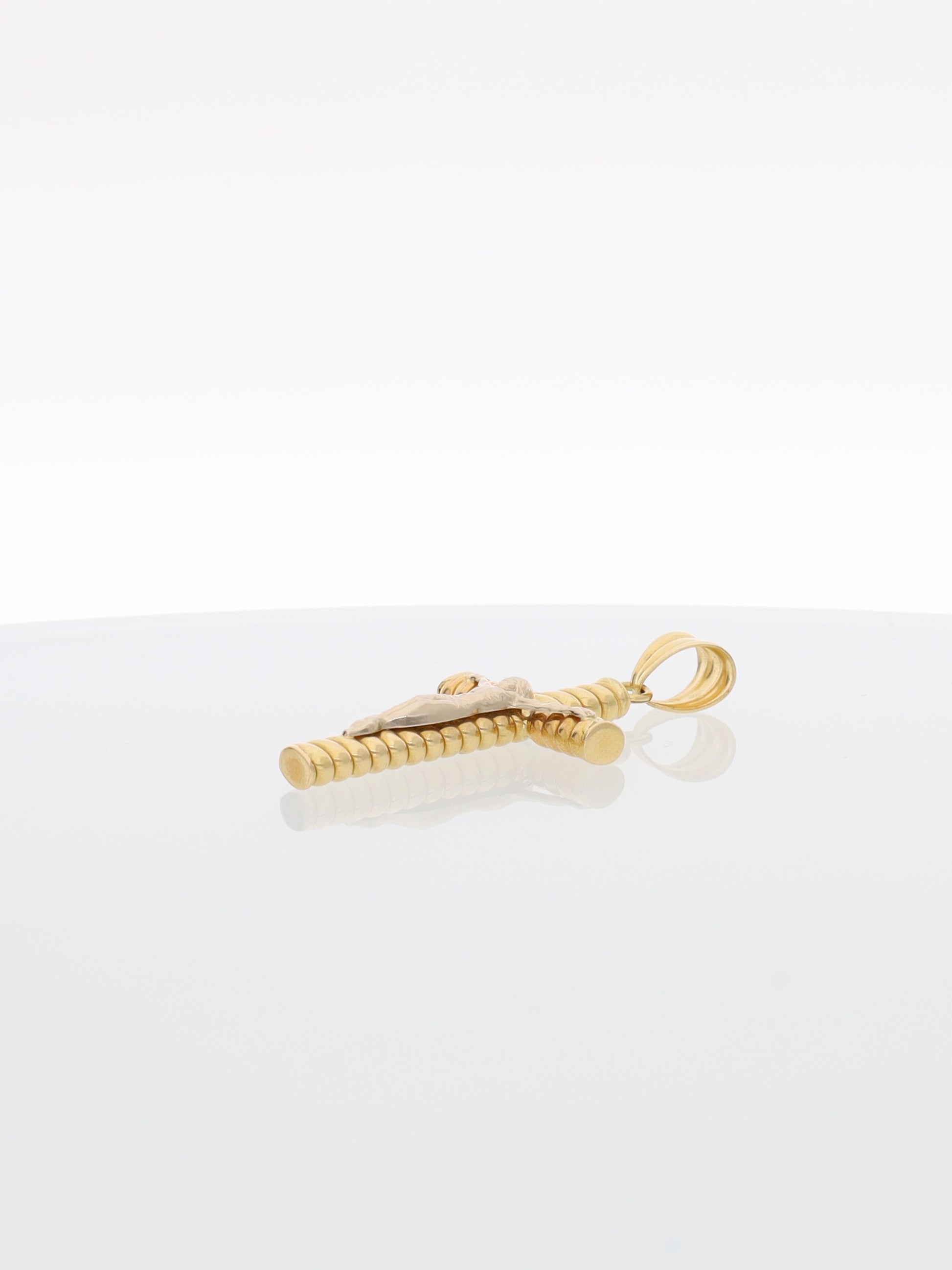 Ciondolo crocifisso oro giallo e bianco 18kt - effetto corda