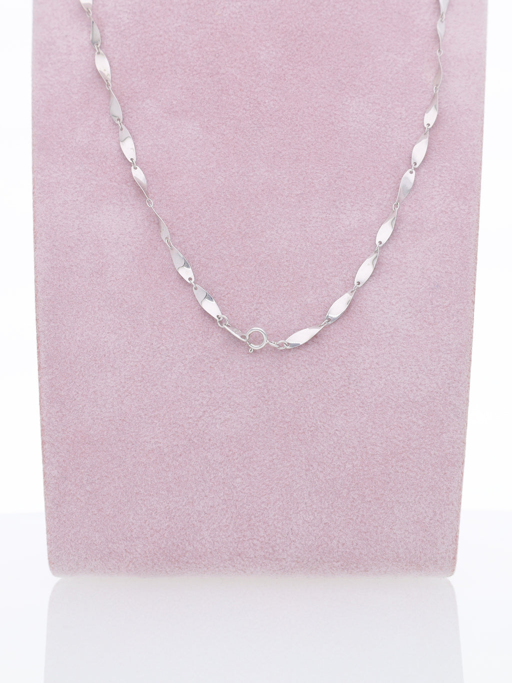 Catenina oro bianco 18kt - maglie foglie ondulate