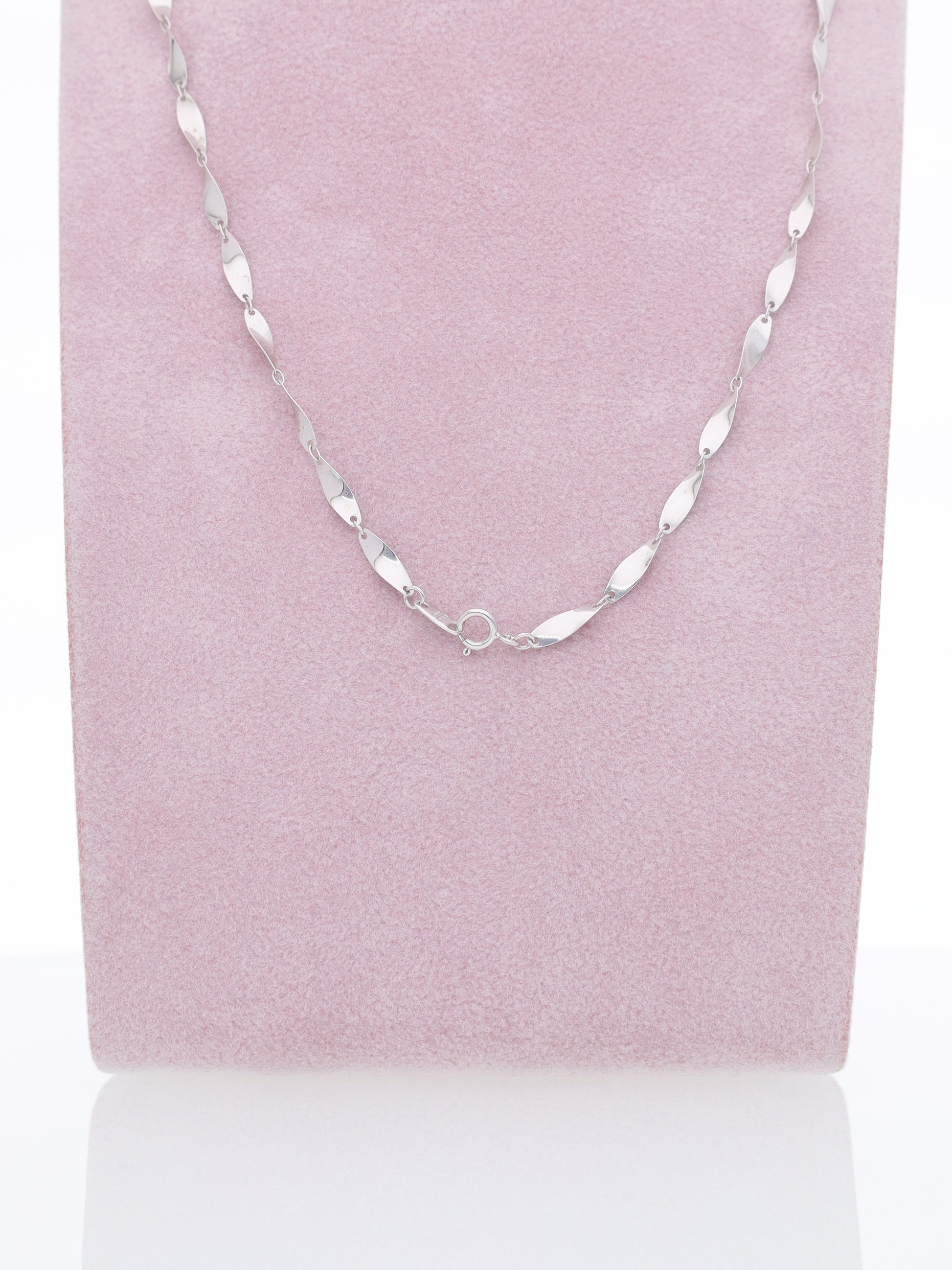 Catenina oro bianco 18kt - maglie foglie ondulate