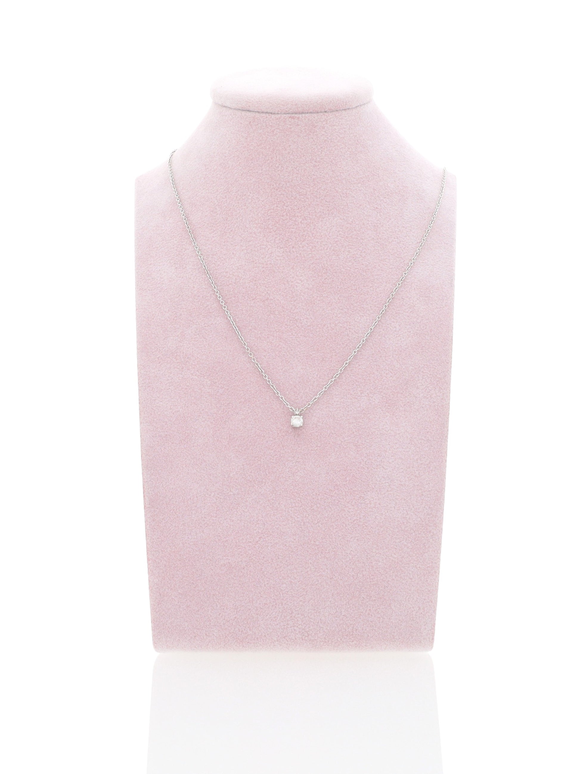 Catenina in oro bianco 18kt con punto luce - Diamante 0.20ct