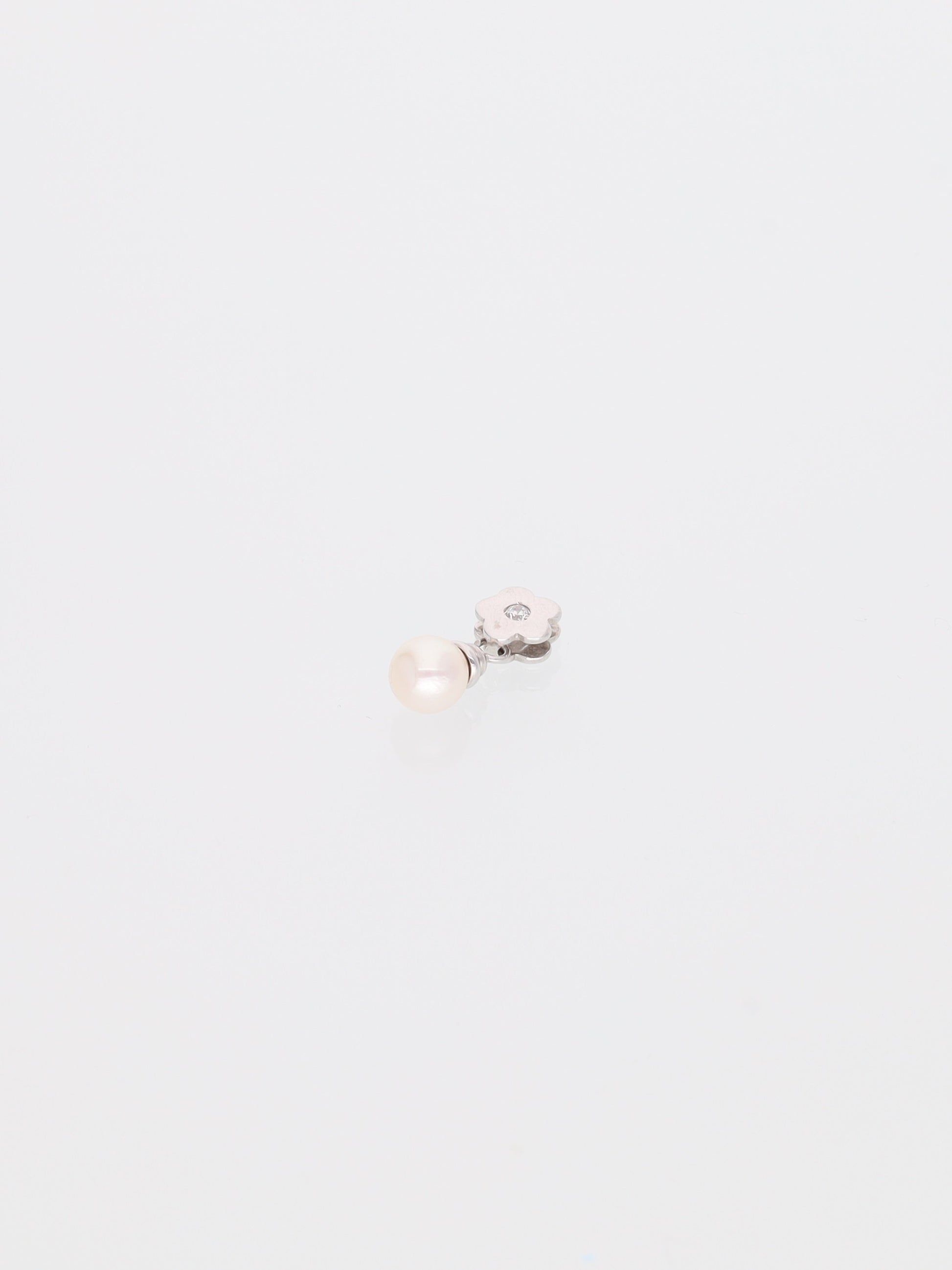 Ciondolo Margherita in Oro Bianco 18 kt con perla e Diamante 0.05ct