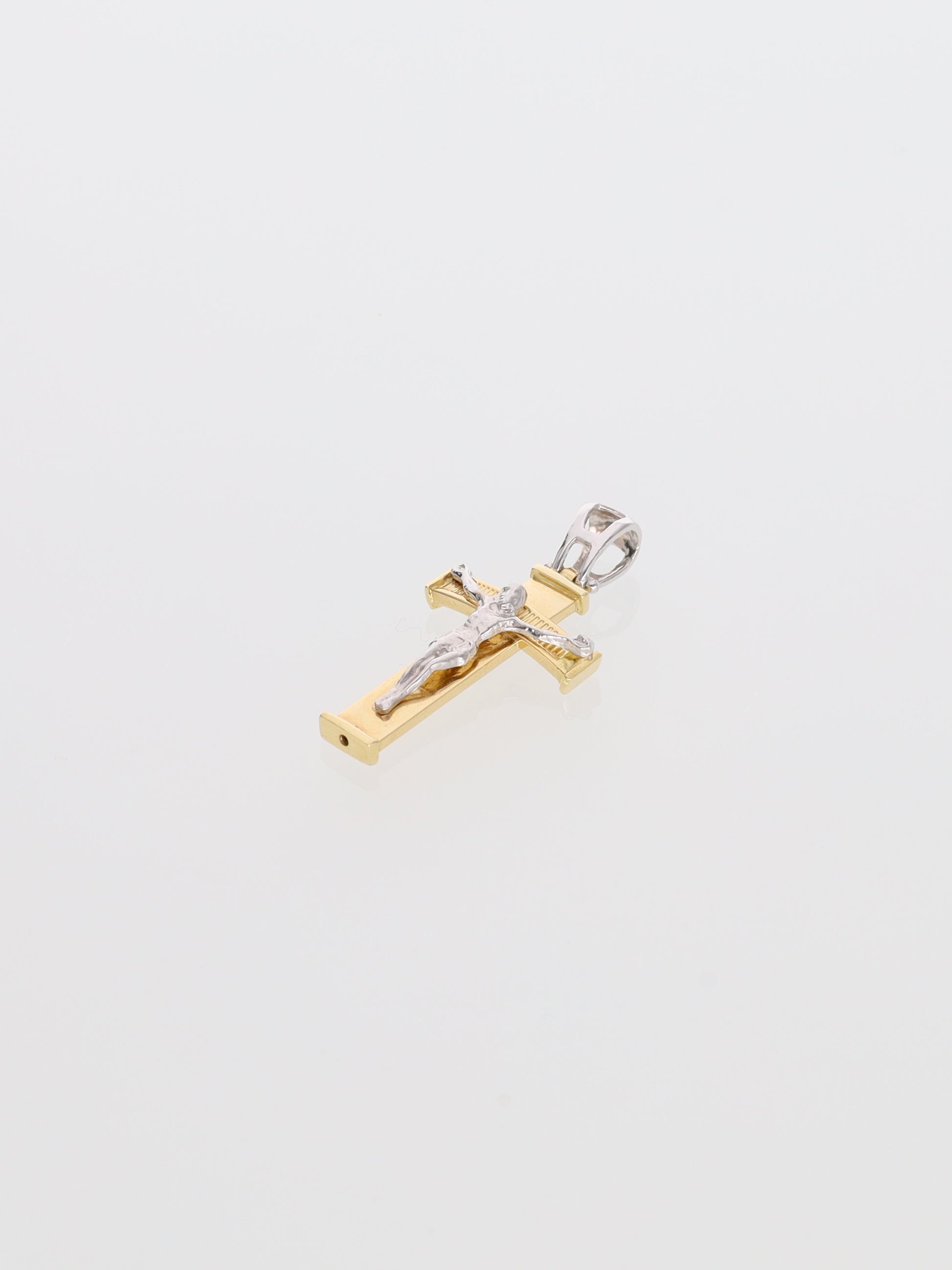 Ciondolo crocifisso oro giallo e bianco 18kt - croce squadrata