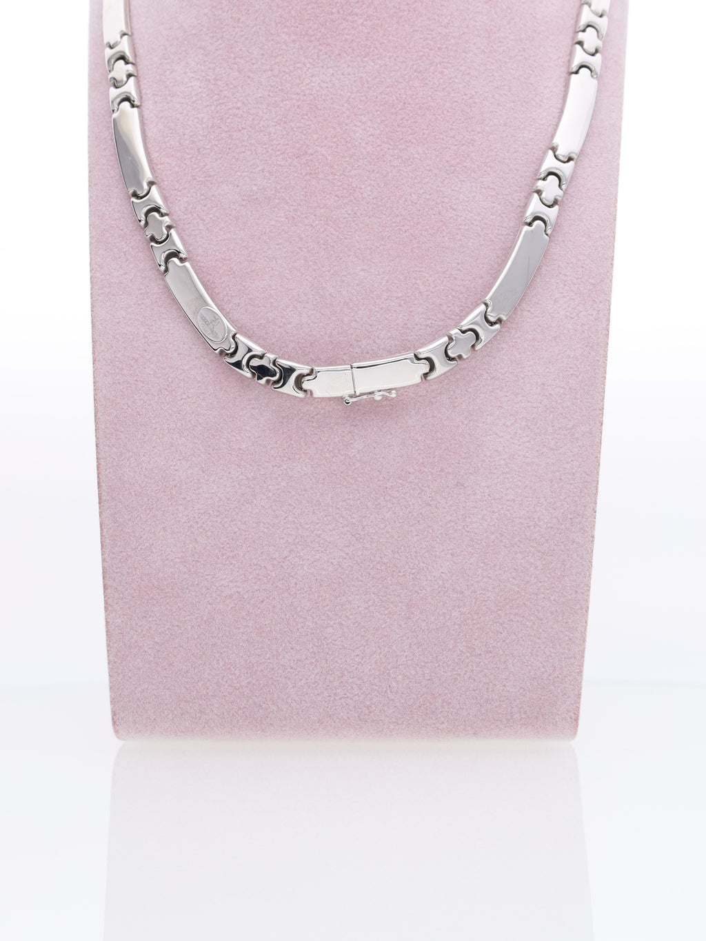 Collana Girocollo in Oro Bianco 18 kt - Maglia piastre piatte