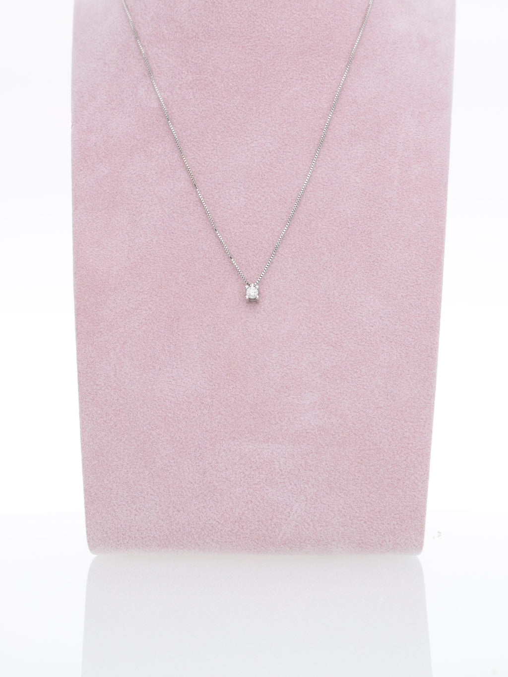 Catenina in oro bianco 18kt con punto luce - Diamante 0.07ct