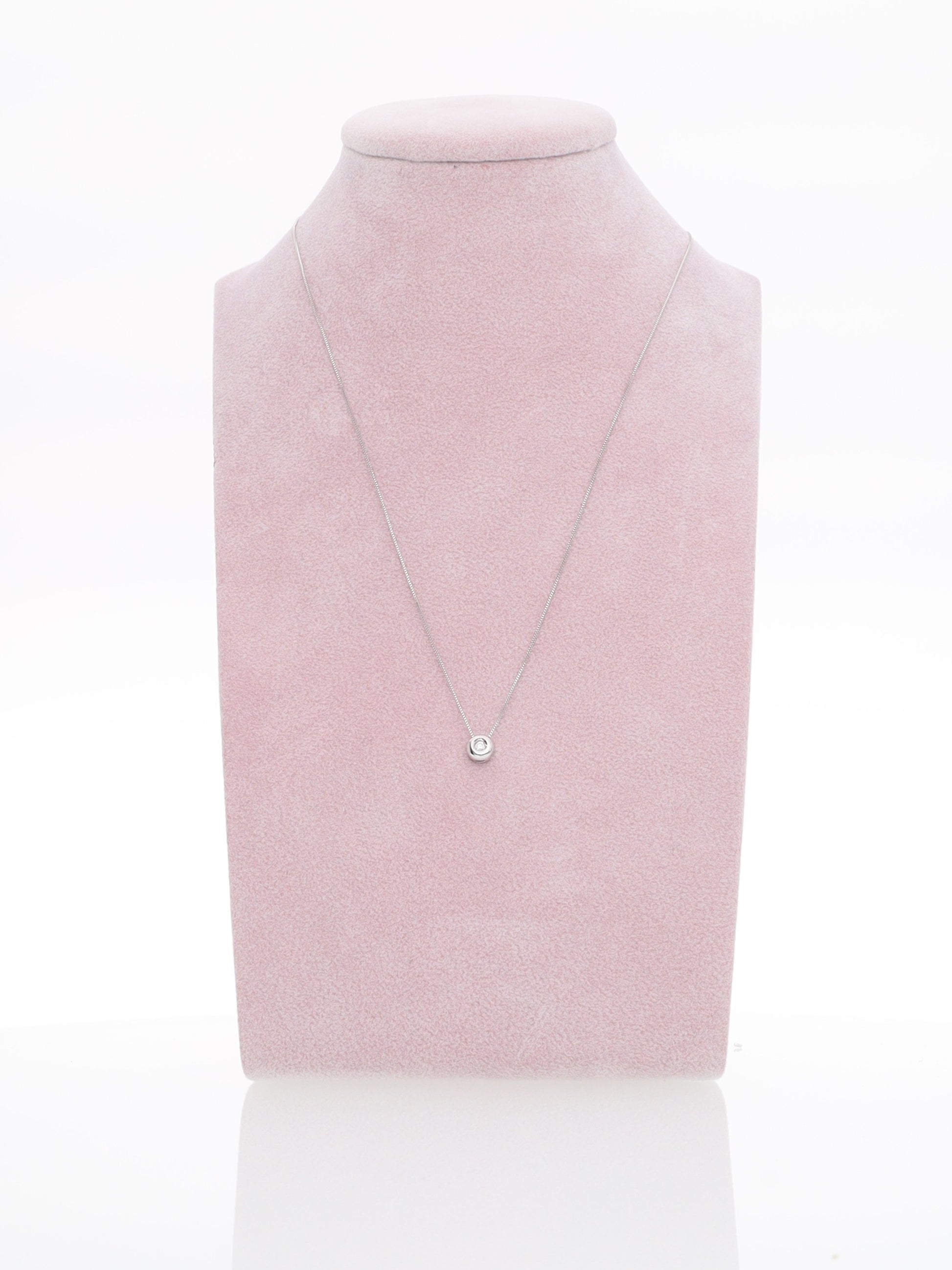 Catenina in oro bianco 18kt con punto luce - Diamante 0.03ct