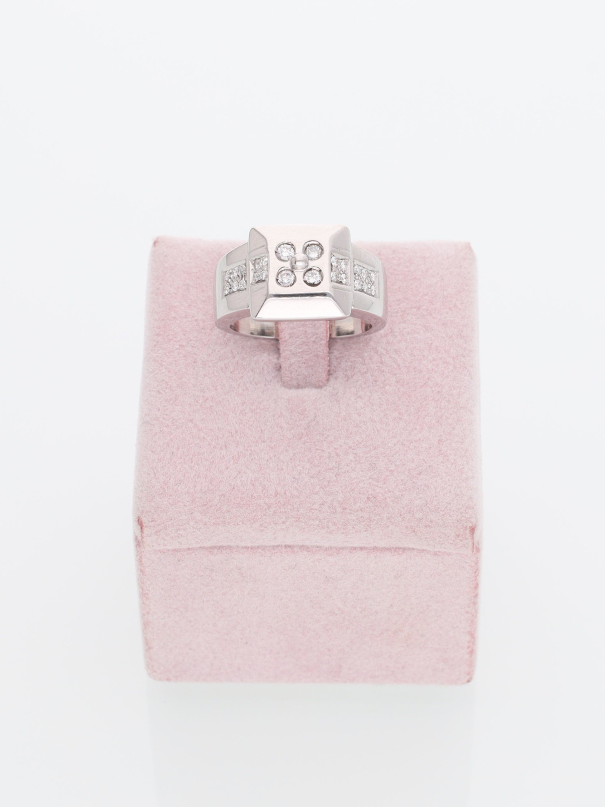 Anello squadrato in Oro Bianco 18kt con Diamanti