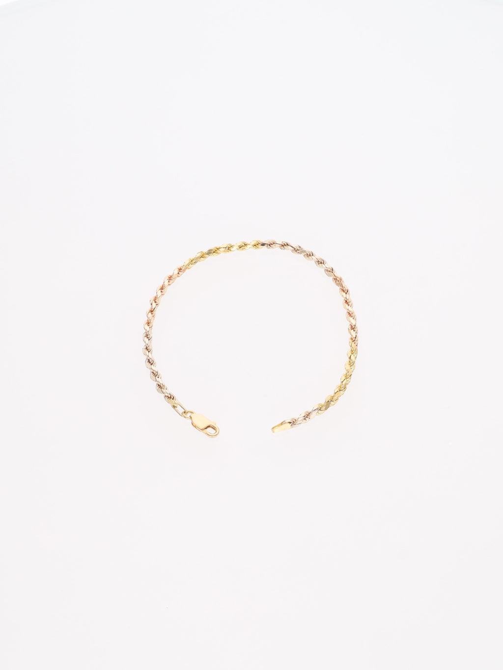 Bracciale 3 ori giallo, bianco e rosa - maglia fune squadrata