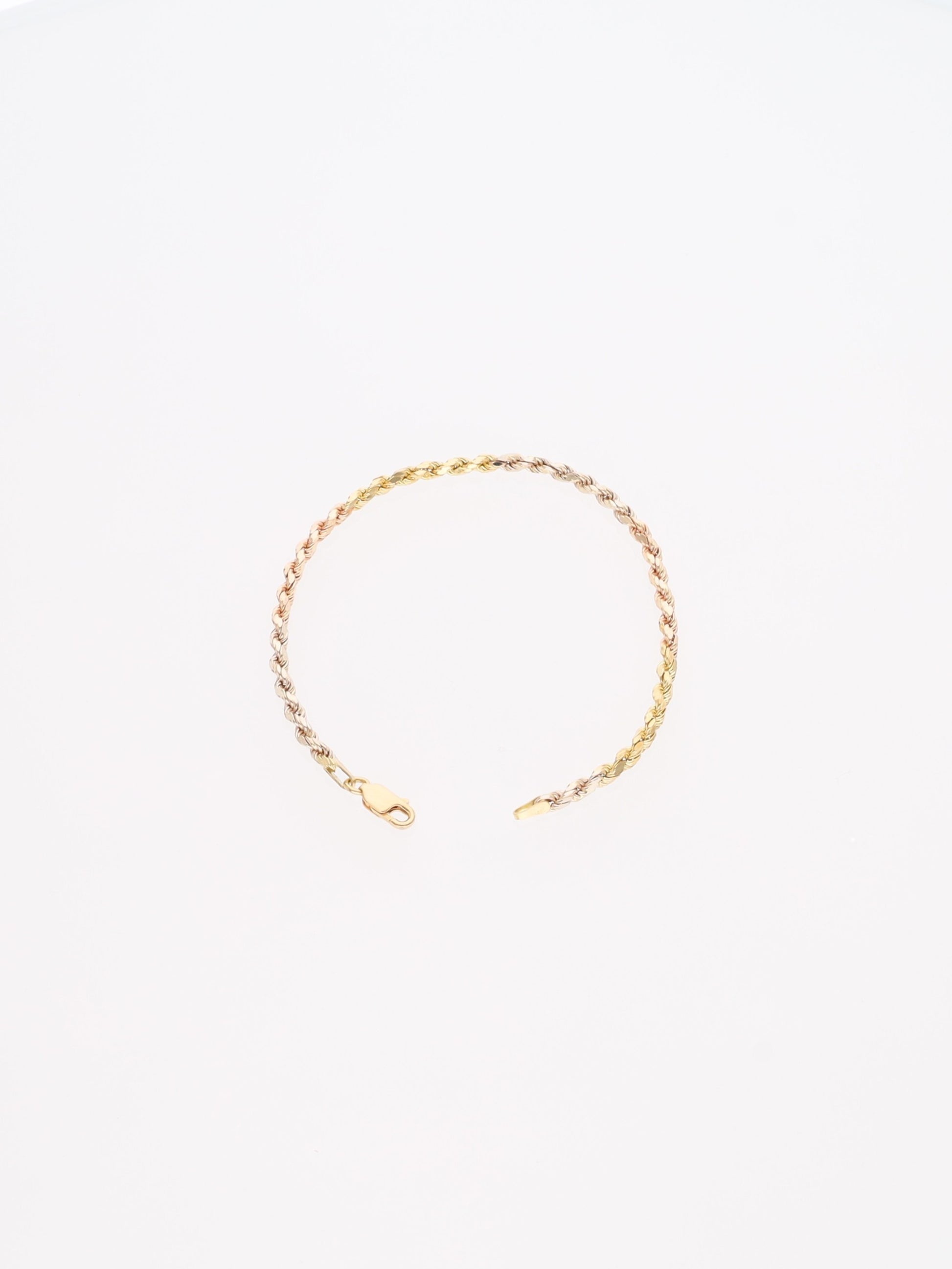 Bracciale 3 ori giallo, bianco e rosa - maglia fune squadrata