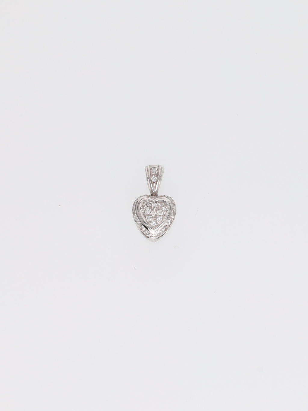 Ciondolo cuore in oro bianco 18kt con diamanti